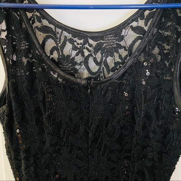 High Low Black Sequin Lace Party Dress - Picture 6 of 8